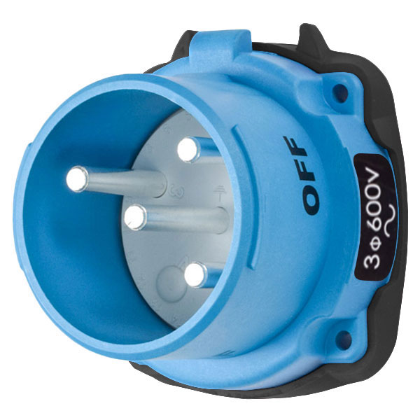 33-18143-A155 - DS20 INLET POLY BLUE SIZE 2 TYPE 3R 3P+G 20A 600 VAC 60 Hz NO AUX WITH NO LOCKOUT HOLE
